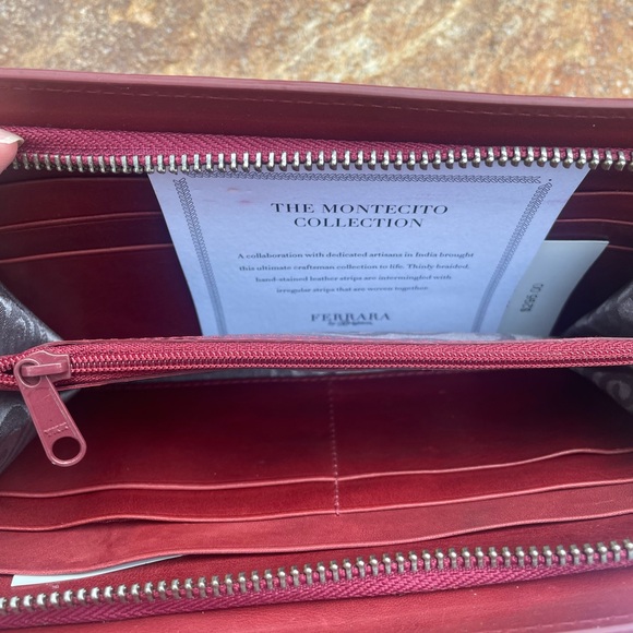 NEW! Brighton Ferrara Montecito Large Zip Woven Leather Wallet w/Strap - Picture 6 of 8